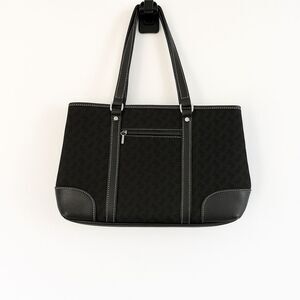 RESERVED. NY Co Black Signature Canvas Leather Tote Shoulder Bag